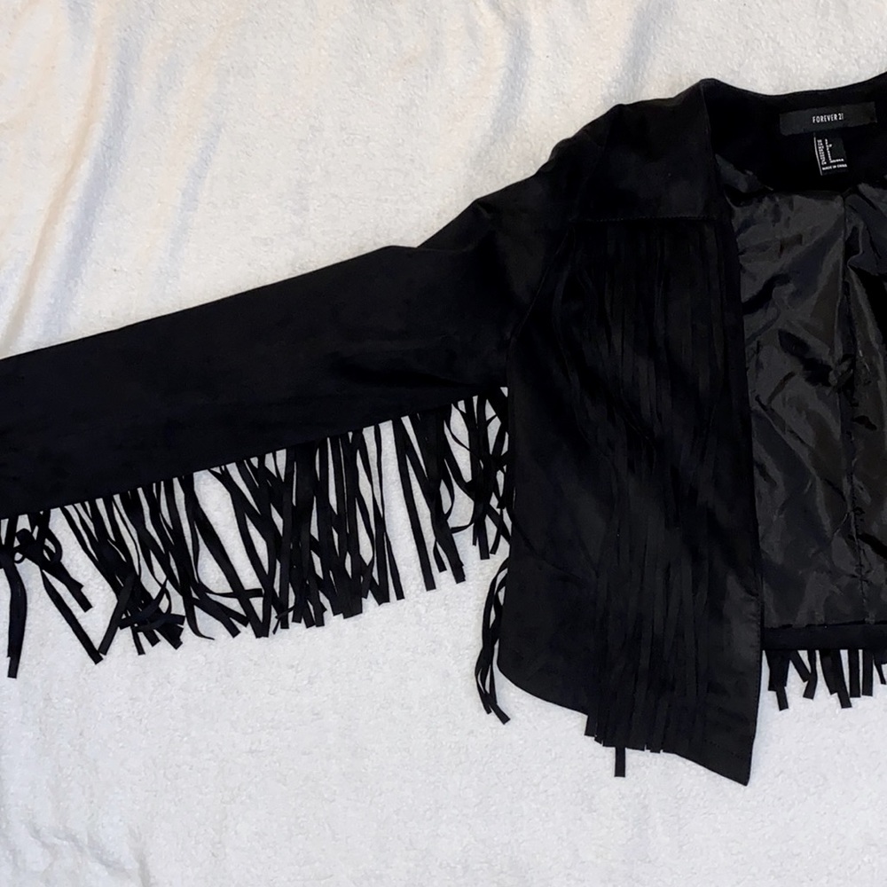 Women’s size small cropped fringe jacket. Like new